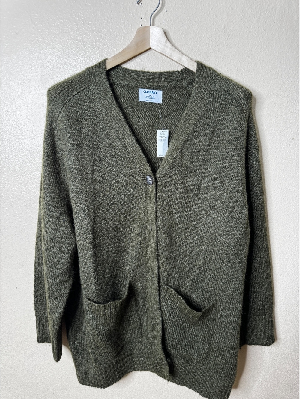Old Navy Womens XL Olive Green Longline Cardigan Sweater Pockets NWT